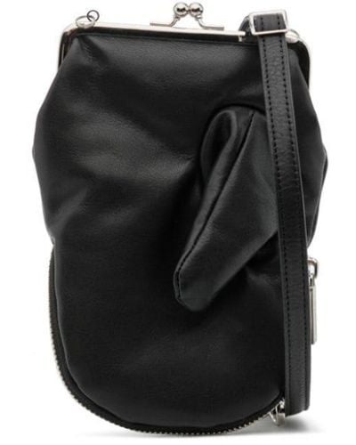 Yohji Yamamoto Thumb-slot Leather Crossbody Bag - Black