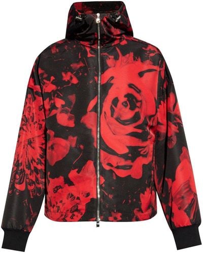 Alexander McQueen Wax Flower-print hooded jacket - Rojo