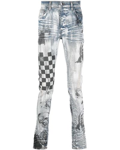 Amiri Slim-Fit-Jeans mit Graffiti-Print - Blau