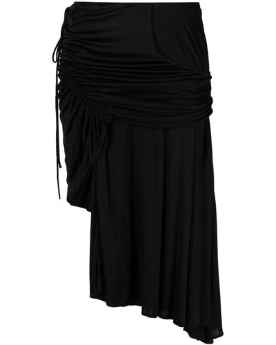 N°21 Low-rise Pleated Asymmetric Skirt - Black