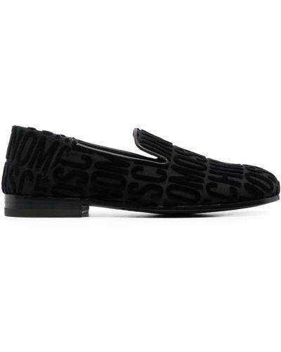 Moschino Logo-pattern Print Loafers - Black