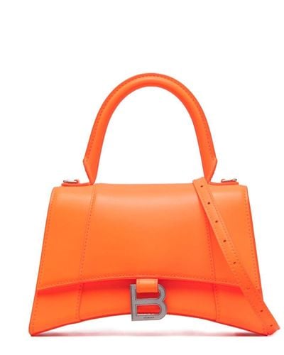 Balenciaga Hourglass Small Leather Top Handle Bag - Orange