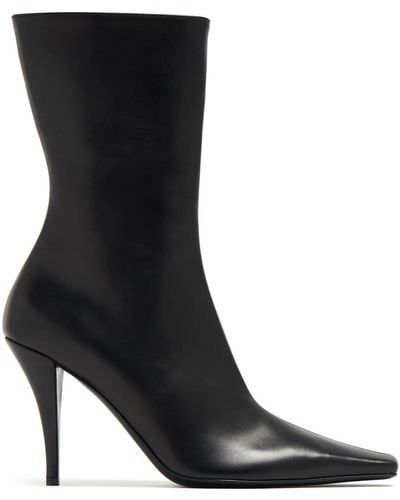 The Row Shrimpton Leather Ankle Boots - Black