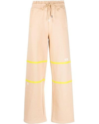 Gcds Stripe-detail Cotton Sweatpants - Yellow