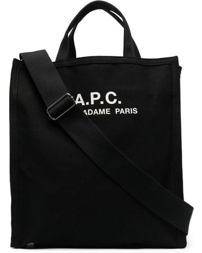 A.P.C. Shopper Met Logoprint - Zwart