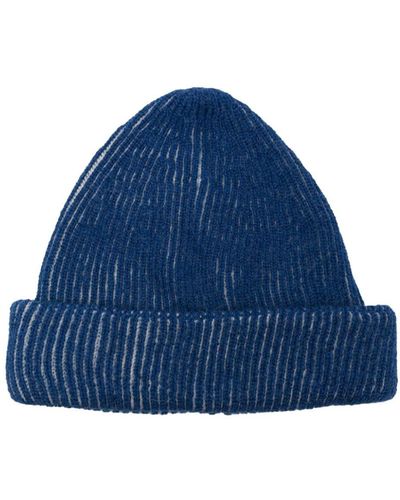 Roberto Collina Two-tone Ribbed-knit Beanie - Blue