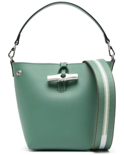 Longchamp Small Roseau Leather Bucket Bag - Green