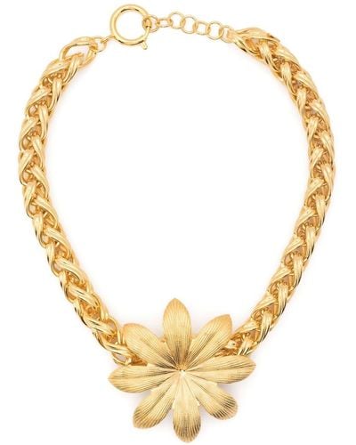 D'Estree Floral-appliqué Necklace - Metallic