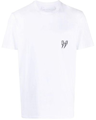 Neil Barrett T-Shirt mit Blitz-Stickerei - Weiß