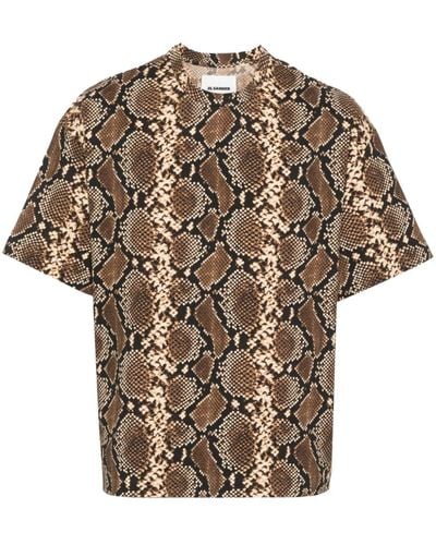 Jil Sander T-Shirt mit Schlangen-Print - Weiß