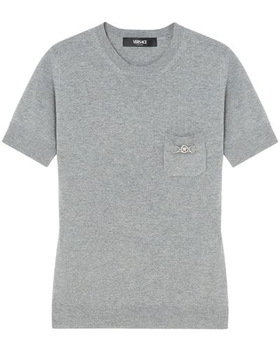 Versace Medusa-plaque Knitted Top - Gray