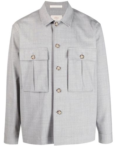 Altea Stretch-wool Button-up Shirt Jacket - Grey