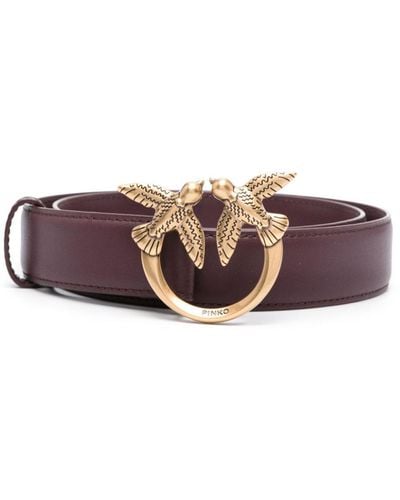Pinko Love Birds-buckle Leather Belt - Brown