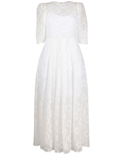 MSGM パフスリーブ レースドレス - ホワイト