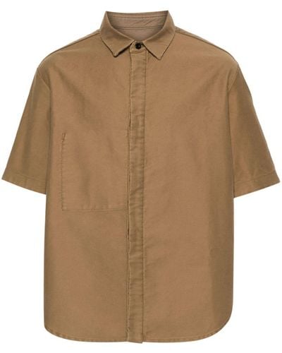 Sacai Classic-collar Cotton Shirt - Brown