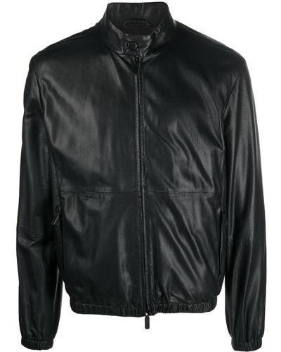 Blousons en cuir Emporio Armani pour homme | Réductions en ligne jusqu'à 35  % | Lyst