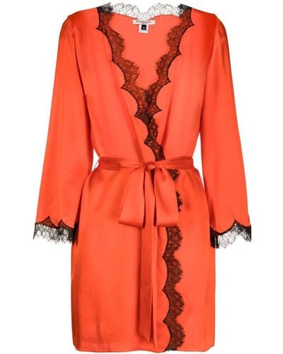 Gilda & Pearl Lace-trim Tie-fastening Robe - Orange
