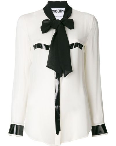 Moschino Blusa Con Fiocco Sul Collo - White