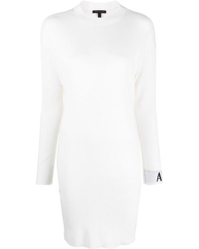 Armani Exchange Knitted Virgin Wool-blend Midi Dress - White
