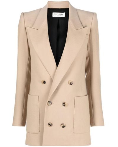 Saint Laurent Doppelreihiger Blazer - Natur