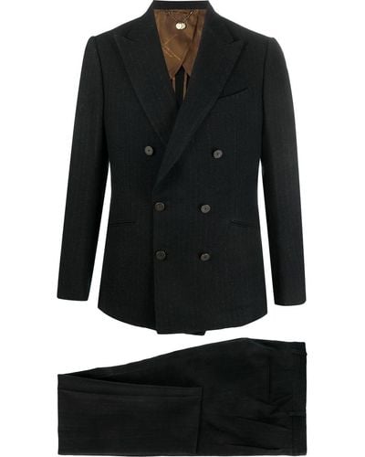 Maurizio Miri Pinstripe Double-breasted Suit - Black