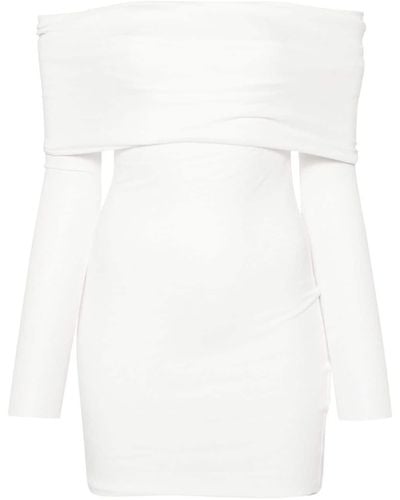 MANURI Off-shoulder Knitted Mini Dress - White