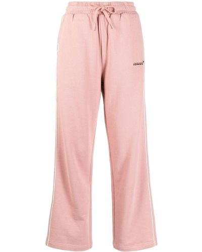 Chocoolate Logo-embroidered Cotton Track Pants - Pink