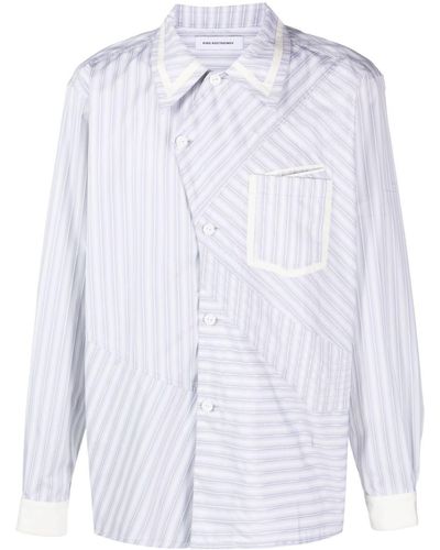 Kiko Kostadinov Asymmetric-fastening Striped Cotton Shirt - White