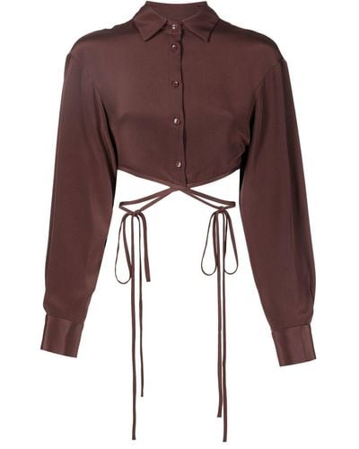 Christopher Esber Tie-fastened Cropped Shirt - Brown