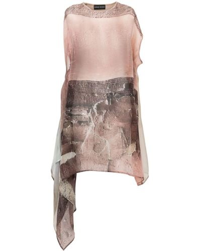 BARBARA BOLOGNA Graphic-print silk tunic top - Rosa