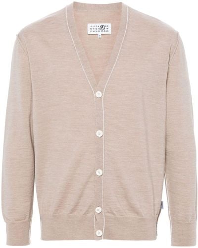 MM6 by Maison Martin Margiela Fine-ribbed Cardigan - Natural