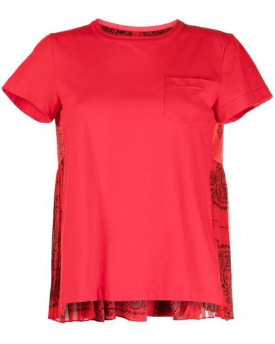 Sacai Bandana-print Panelled T-shirt - Red