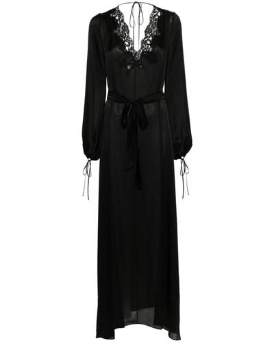 Carine Gilson Lace-detail Silk Nightdress - Black