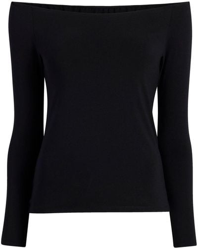 Another Tomorrow Leotard Boat-neck Top - Black