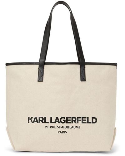 Karl Lagerfeld Rue St-guillaume Canvas Tote Bag - Natural