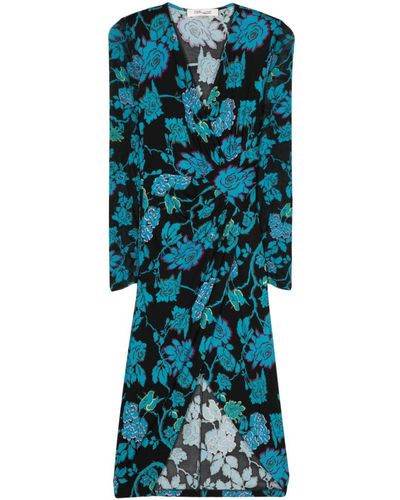 Diane von Furstenberg Nevine Midi-jurk Met Bloemenprint - Blauw