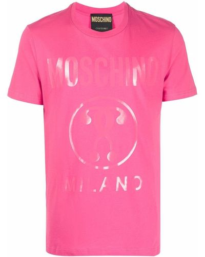 Moschino Logo-print Organic Cotton T-shirt - Pink