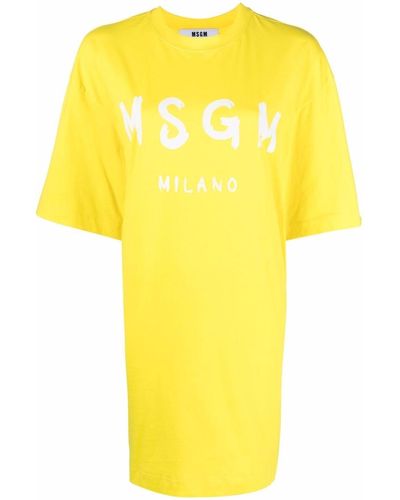 MSGM T-shirtjurk Met Logoprint - Geel
