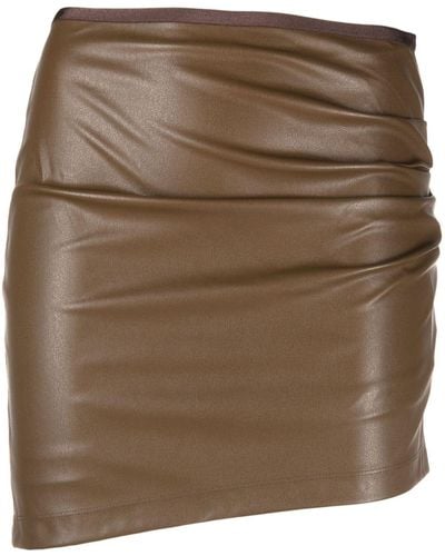 Helmut Lang Ruched Asymmetric Skirt - Brown
