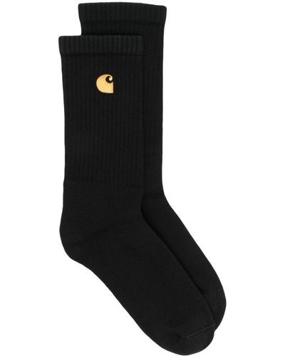 Carhartt Embroidered-logo Ribbed Socks - Black