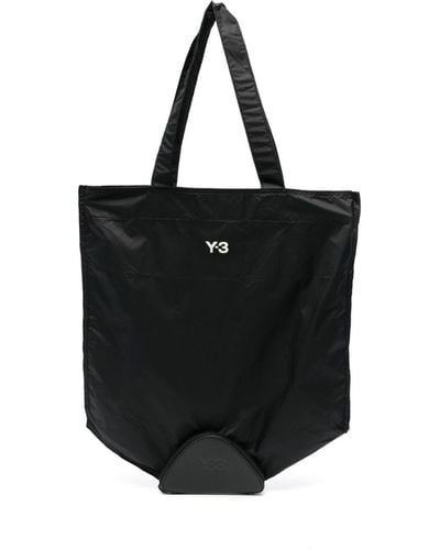 Y-3 Pckbl Logo-Print Tote Bag - Black