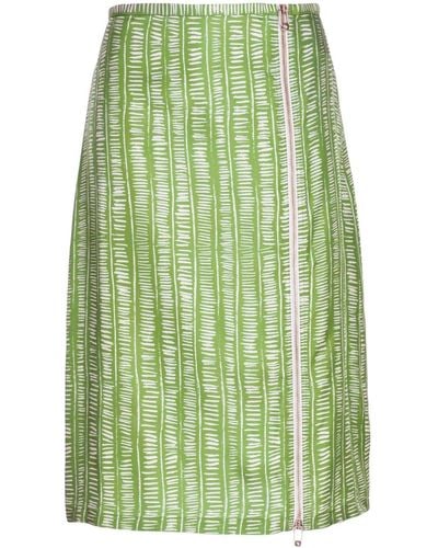 Ports 1961 Geometric-print Silk Skirt - Green