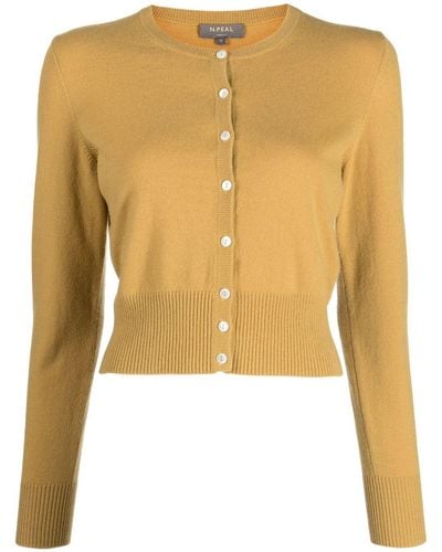 N.Peal Cashmere Round Neck Cropped Cardigan - Yellow