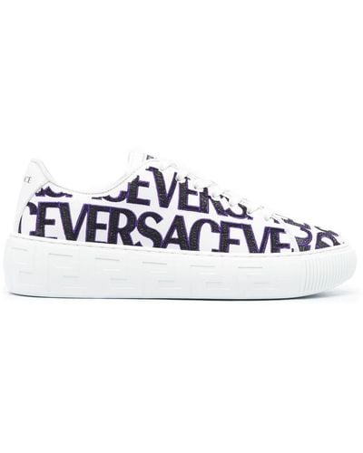 Versace Logo-embroidered Sneakers - White