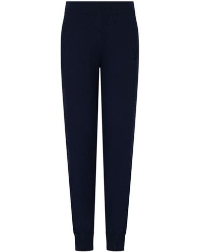 Armani Exchange Logo-embroidered Skinny Track Trousers - Blue