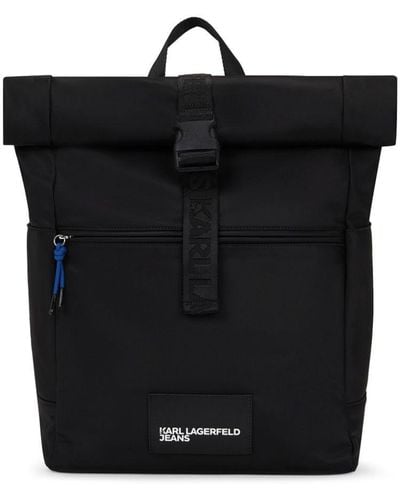 Karl Lagerfeld Logo-appliqué Roll-top Backpack - Black