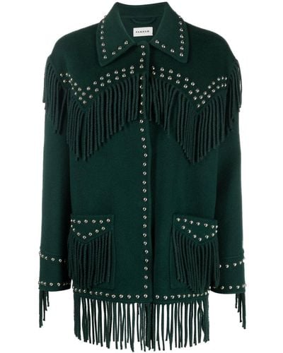 P.A.R.O.S.H. Studded Fringed Jacket - Green