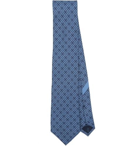 Ferragamo Check Gancini-print silk tie - Blau