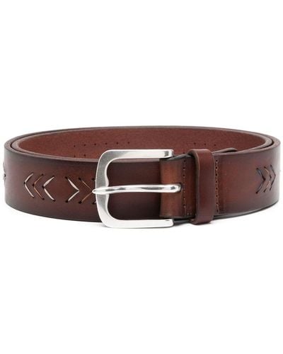 Orciani Embroidered Leather Belt - Brown