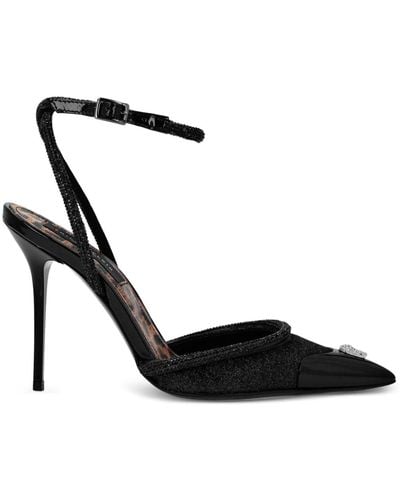 Philipp Plein Glitter Decollete Leather Court Shoes - Black